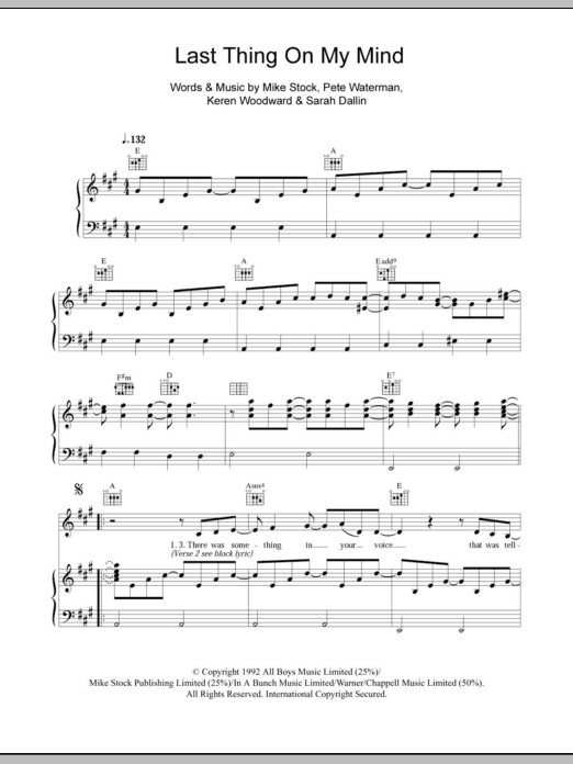 Download Steps Last Thing On My Mind Sheet Music