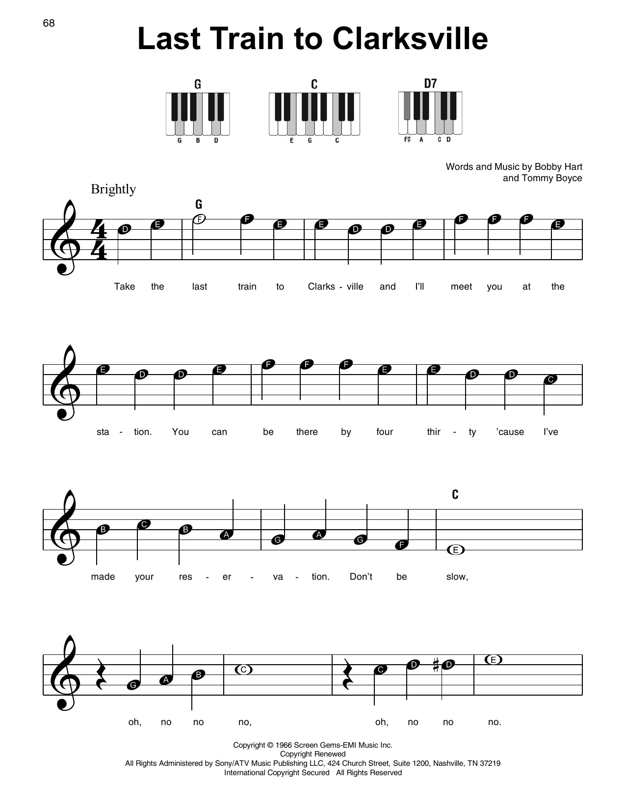 Download The Monkees Last Train To Clarksville Sheet Music