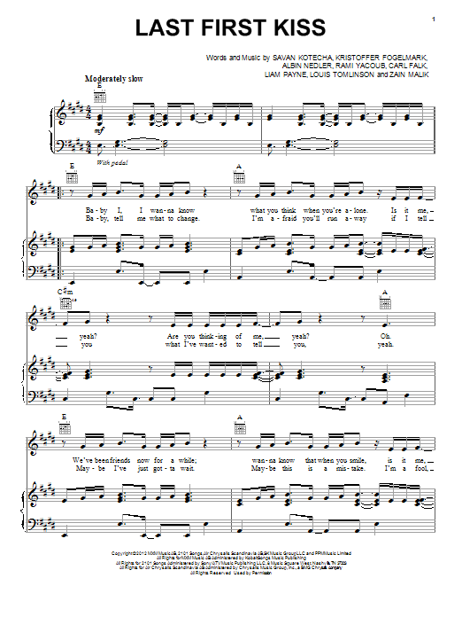 Download One Direction Last First Kiss Sheet Music