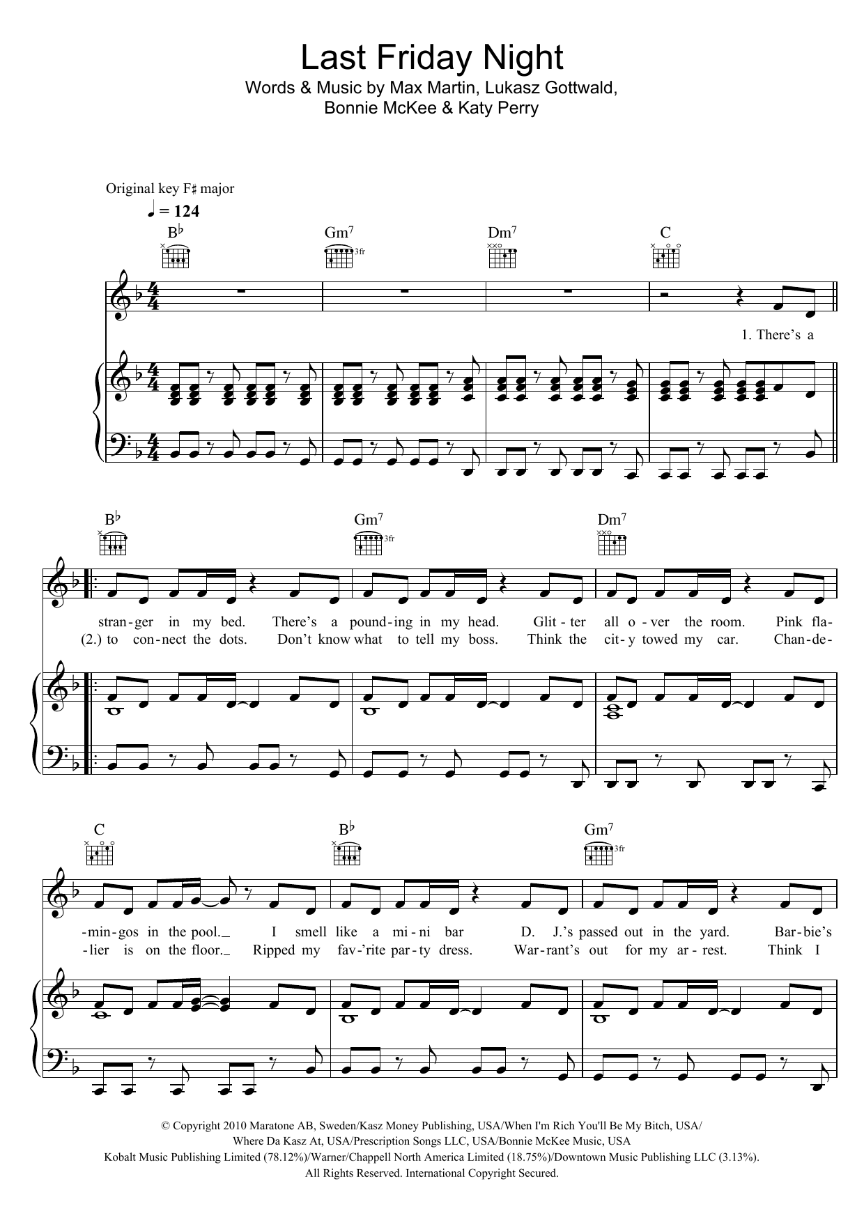 Download Katy Perry Last Friday Night Sheet Music