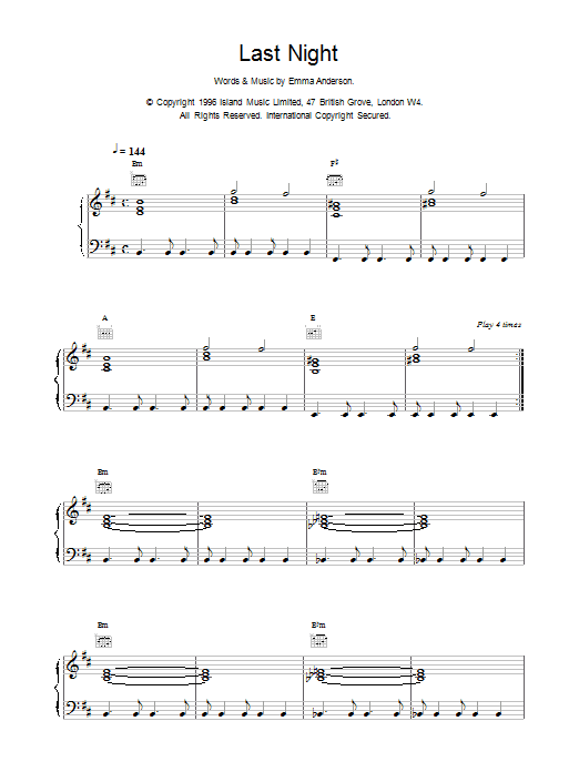 Lush Last Night sheet music notes printable PDF score