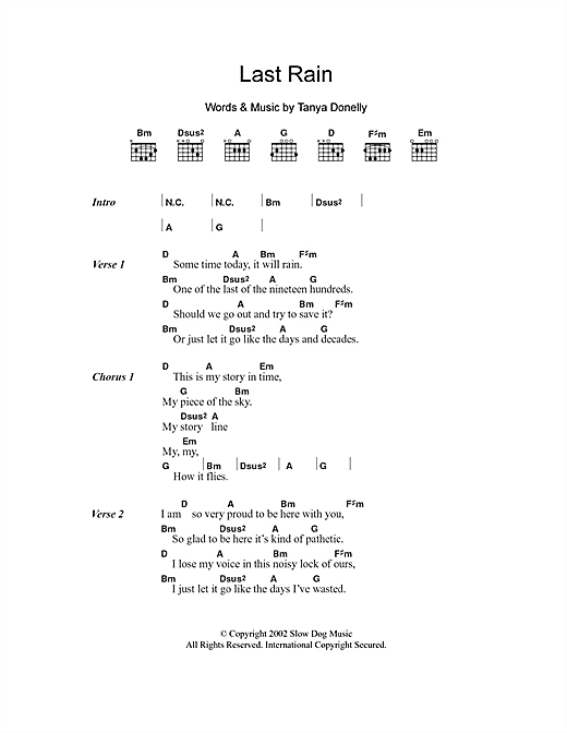 Download Tanya Donelly Last Rain Sheet Music