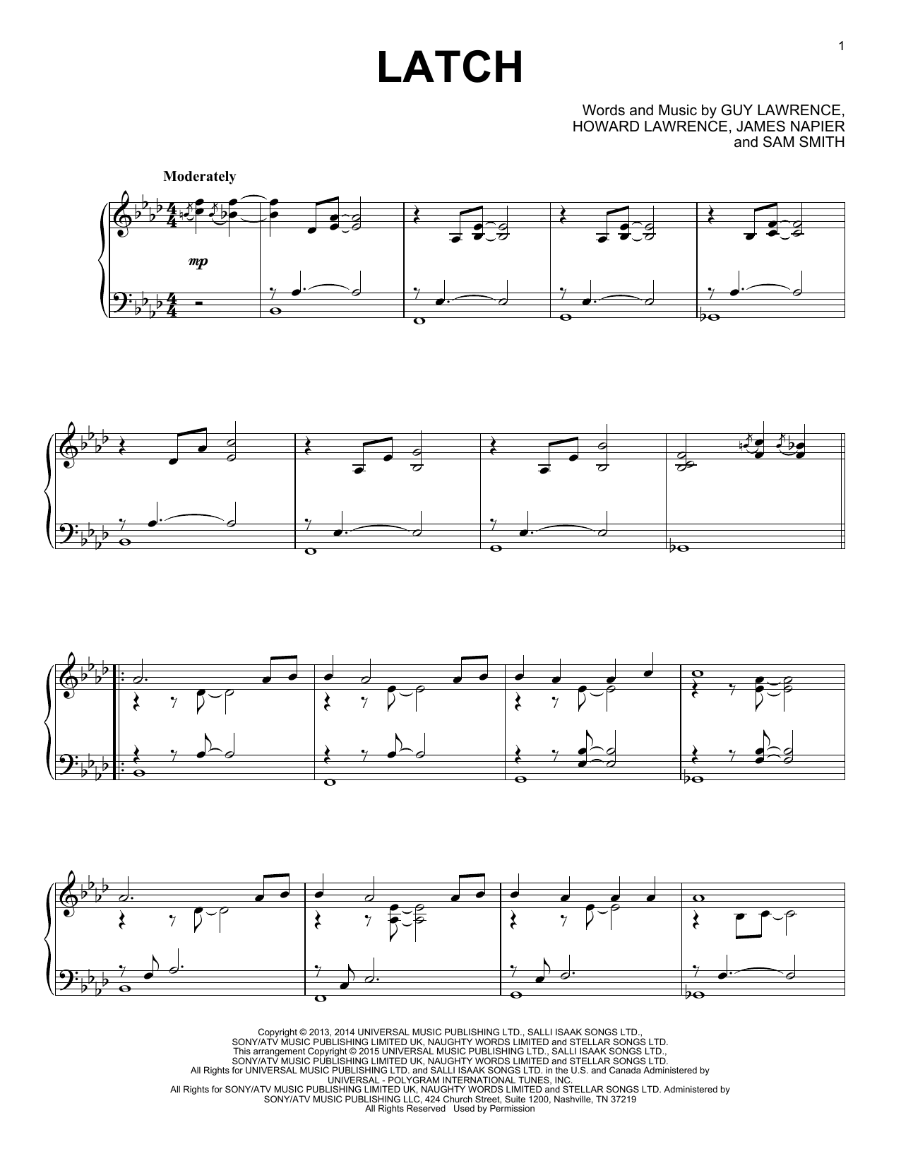Download Disclosure Latch (feat. Sam Smith) Sheet Music