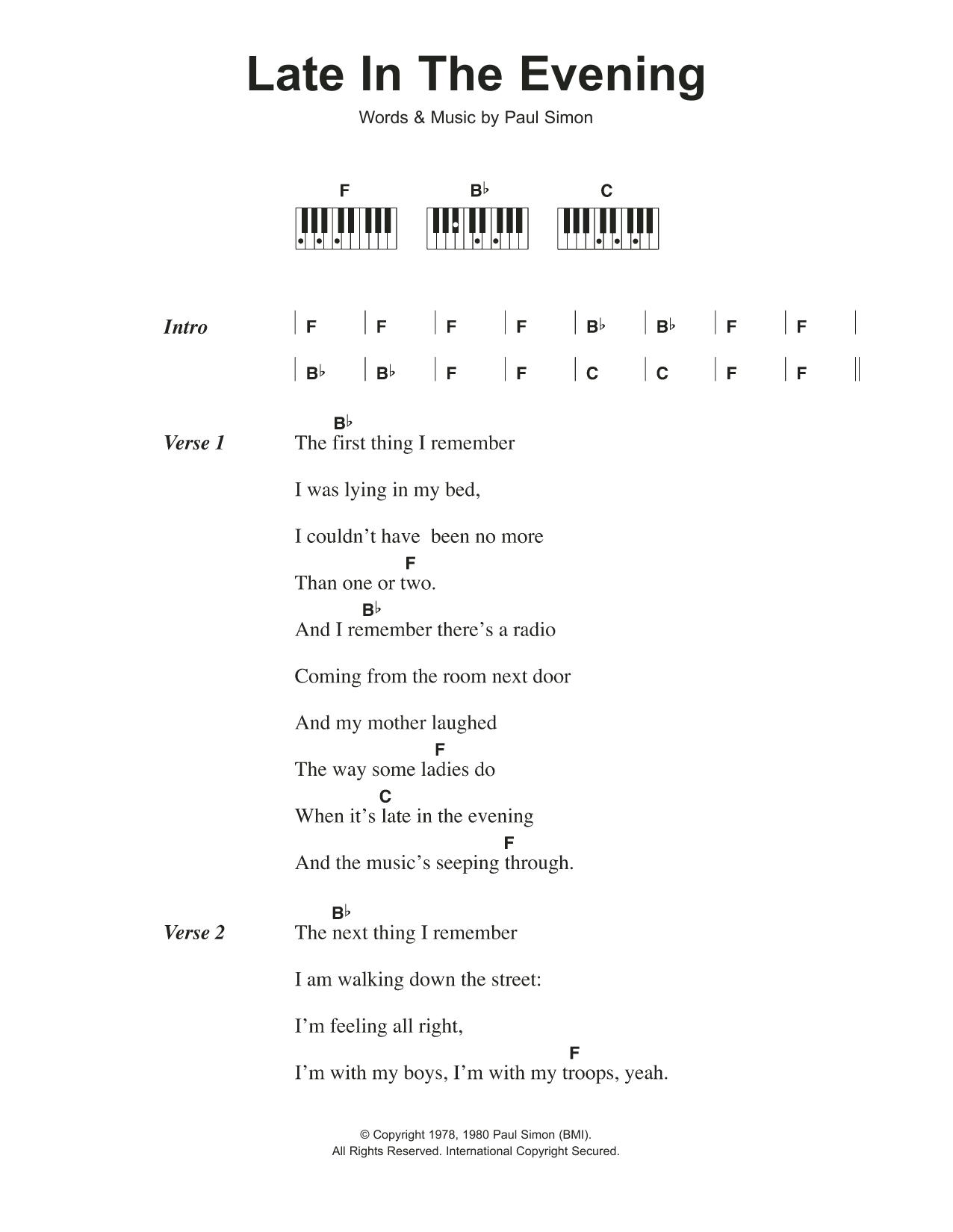 Download Paul Simon Late In The Evening Sheet Music