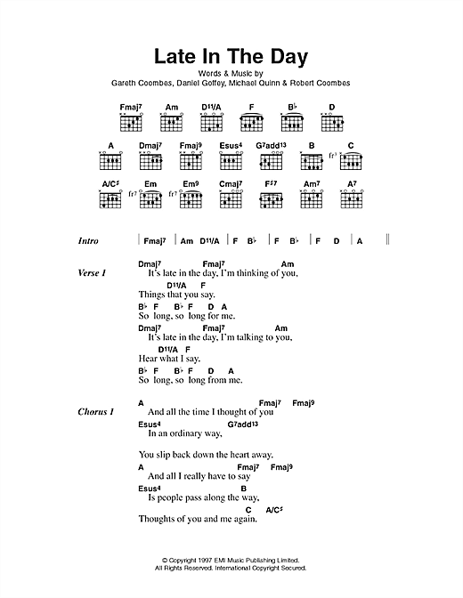 Download Supergrass Late In The Day Sheet Music