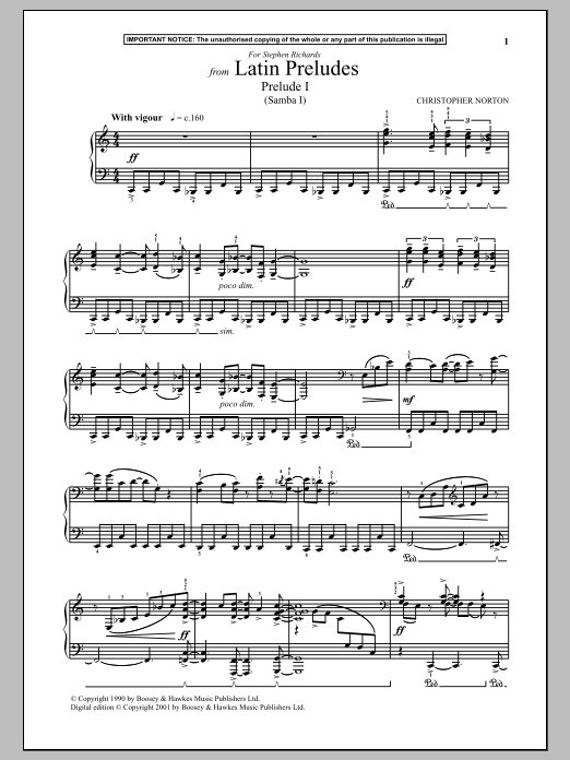Download Christopher Norton Latin Preludes, Prelude I (Samba I) Sheet Music