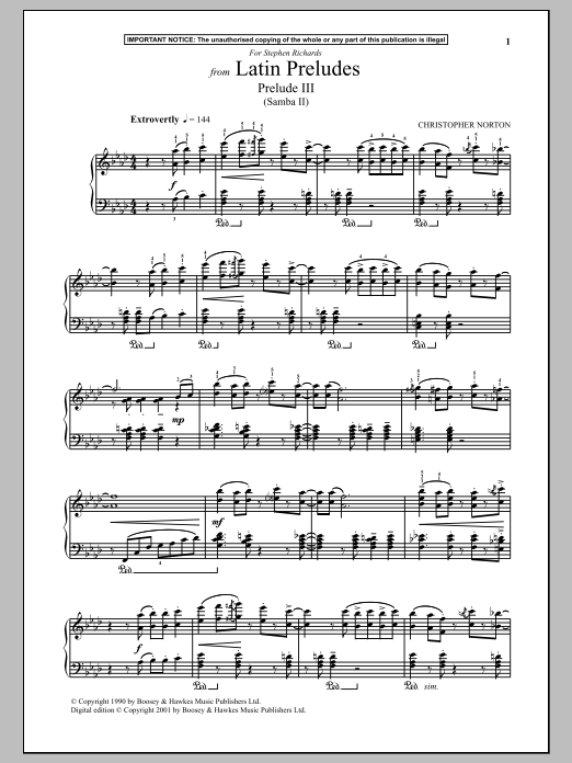 Download Christopher Norton Latin Preludes, Prelude III (Samba II) Sheet Music