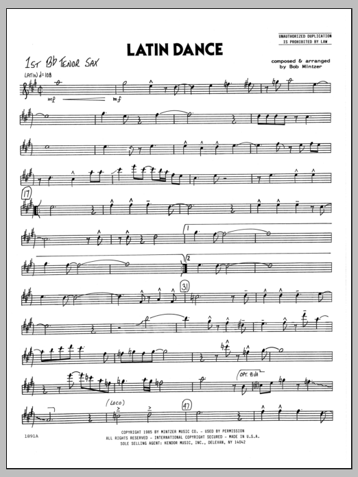 Download Bob Mintzer Latin Dance - 1st Bb Tenor Saxophone Sheet Music