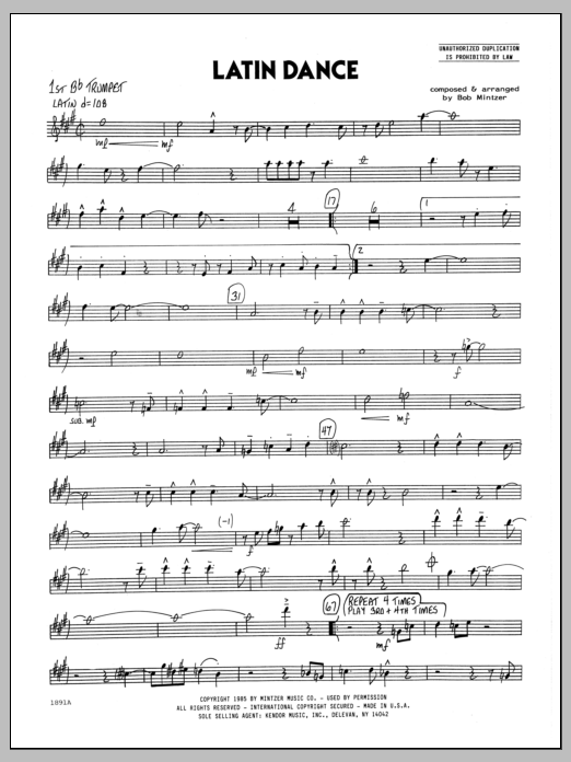 Download Bob Mintzer Latin Dance - 1st Bb Trumpet Sheet Music
