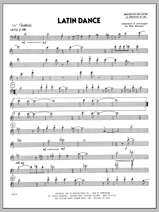 Download Bob Mintzer Latin Dance - 1st Trombone Sheet Music