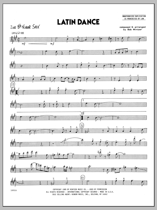 Download Bob Mintzer Latin Dance - 2nd Bb Tenor Saxophone Sheet Music