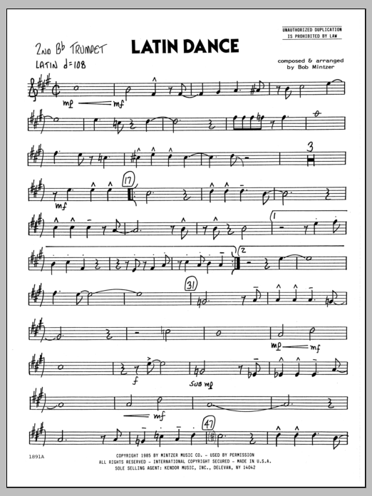 Download Bob Mintzer Latin Dance - 2nd Bb Trumpet Sheet Music