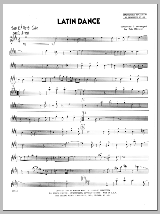 Download Bob Mintzer Latin Dance - 2nd Eb Alto Saxophone Sheet Music