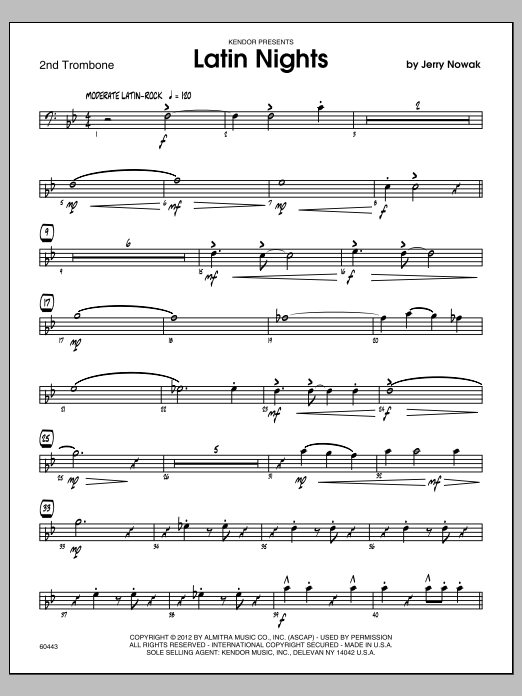 Download Nowak Latin Nights - Trombone 2 Sheet Music