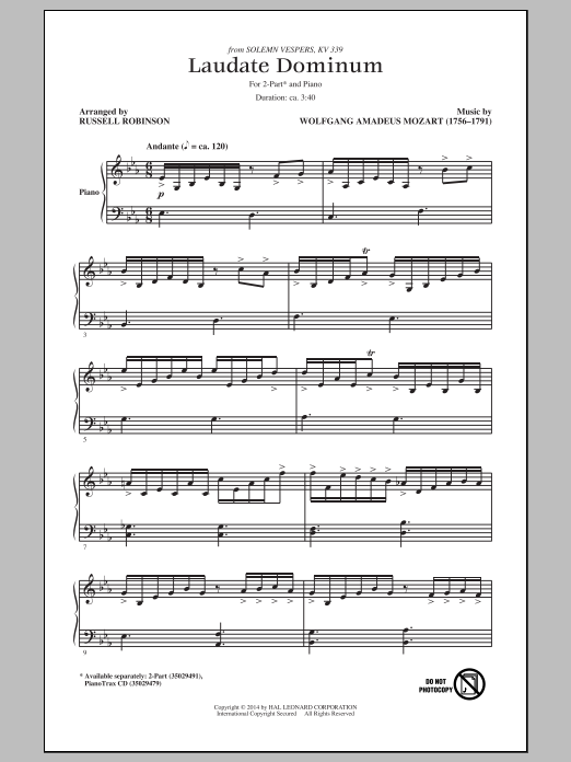 Download Russell Robinson Laudate Dominum Sheet Music