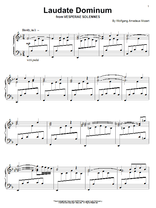 Download Wolfgang Amadeus Mozart Laudate Dominum (from Vesperae Solennes Sheet Music