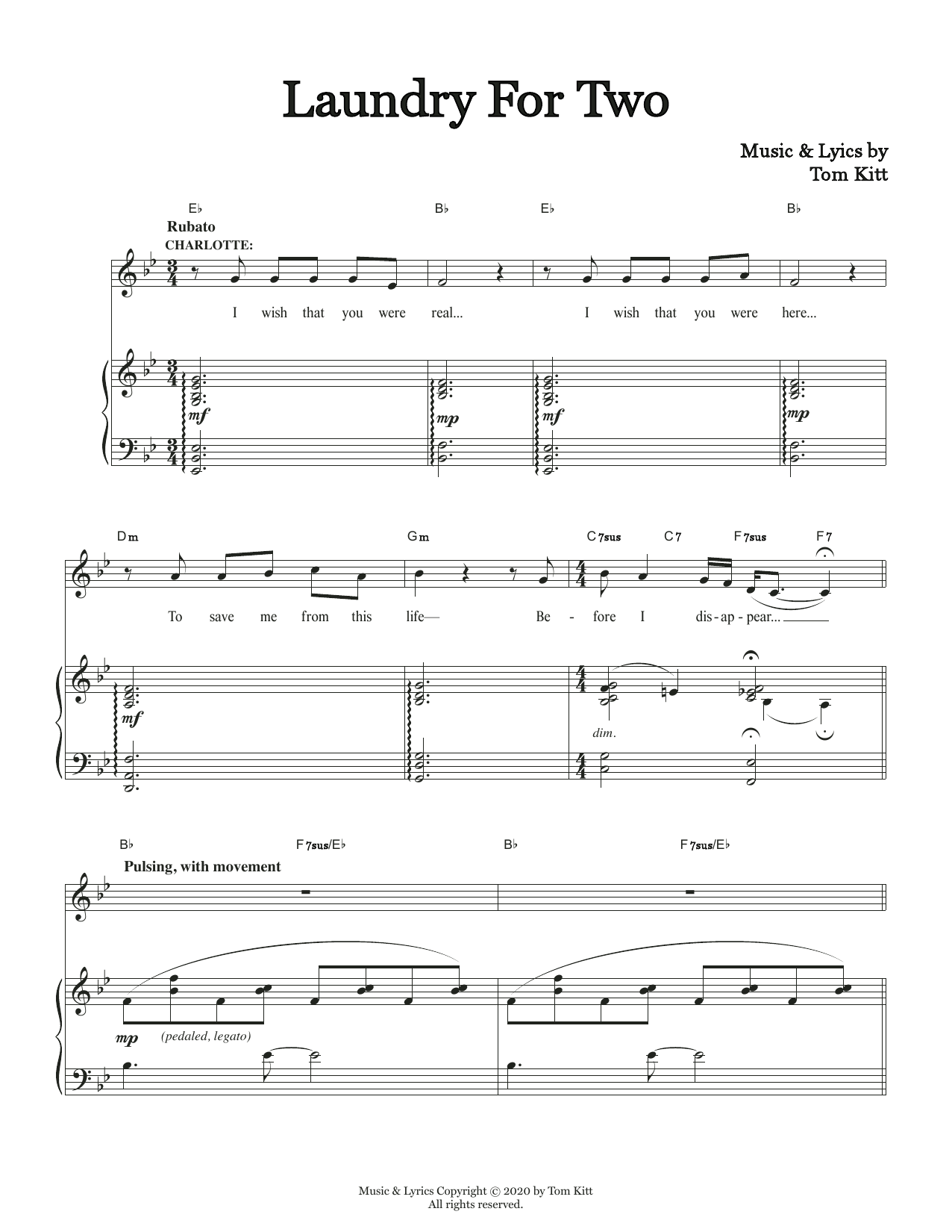 Download Tom Kitt Laundry For Two (from the musical Super Sheet Music
