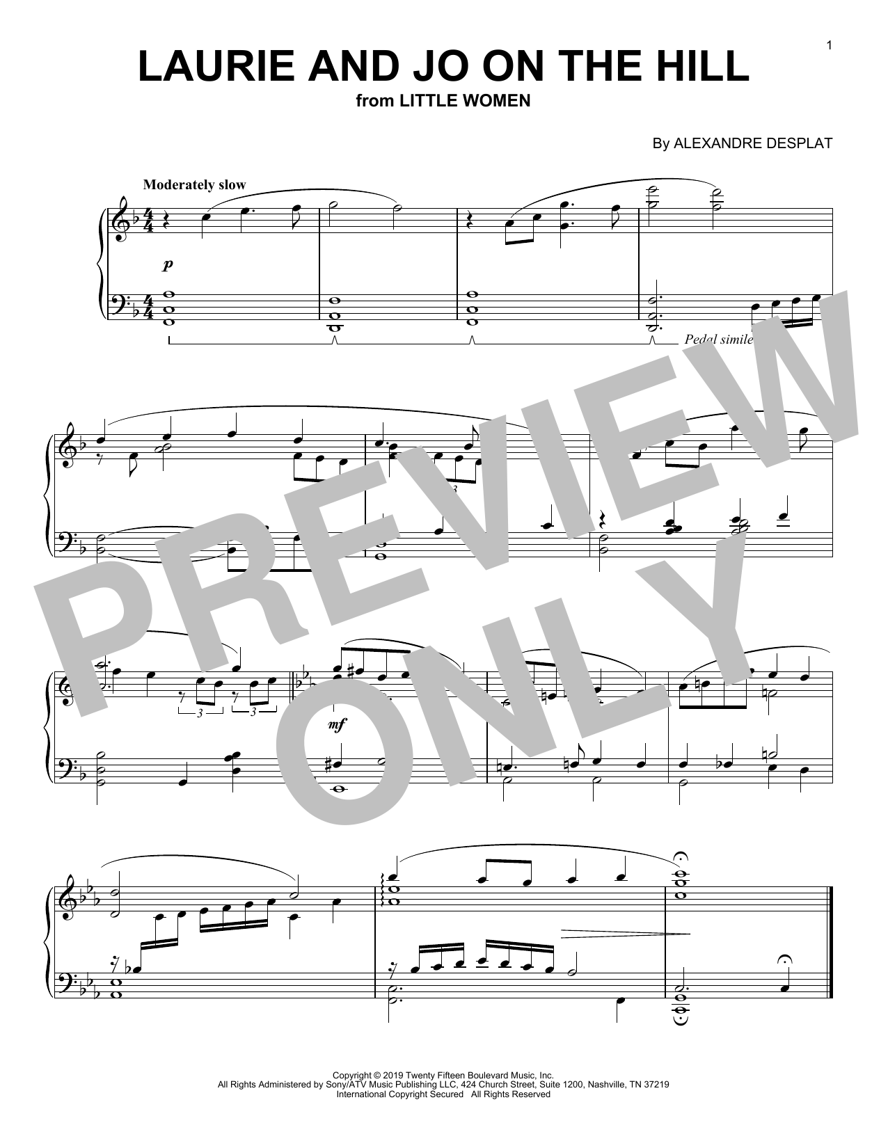Download Alexandre Desplat Laurie And Jo On The Hill (from the Mot Sheet Music