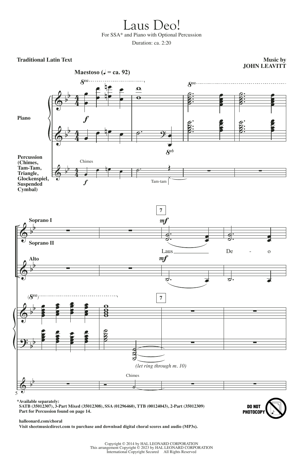 John Leavitt Laus Deo! sheet music notes printable PDF score
