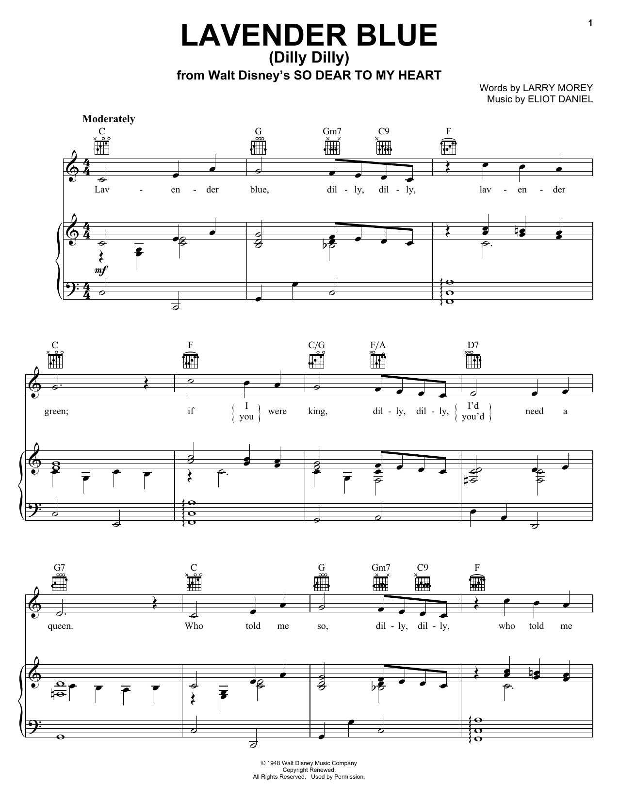 Download Burl Ives Lavender Blue (Dilly Dilly) Sheet Music