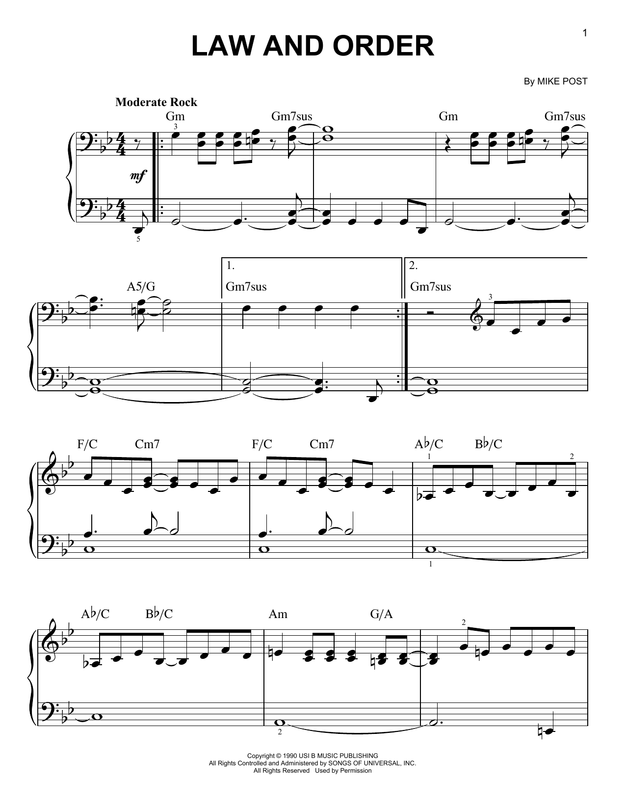 Download Mike Post Law And Order Sheet Music