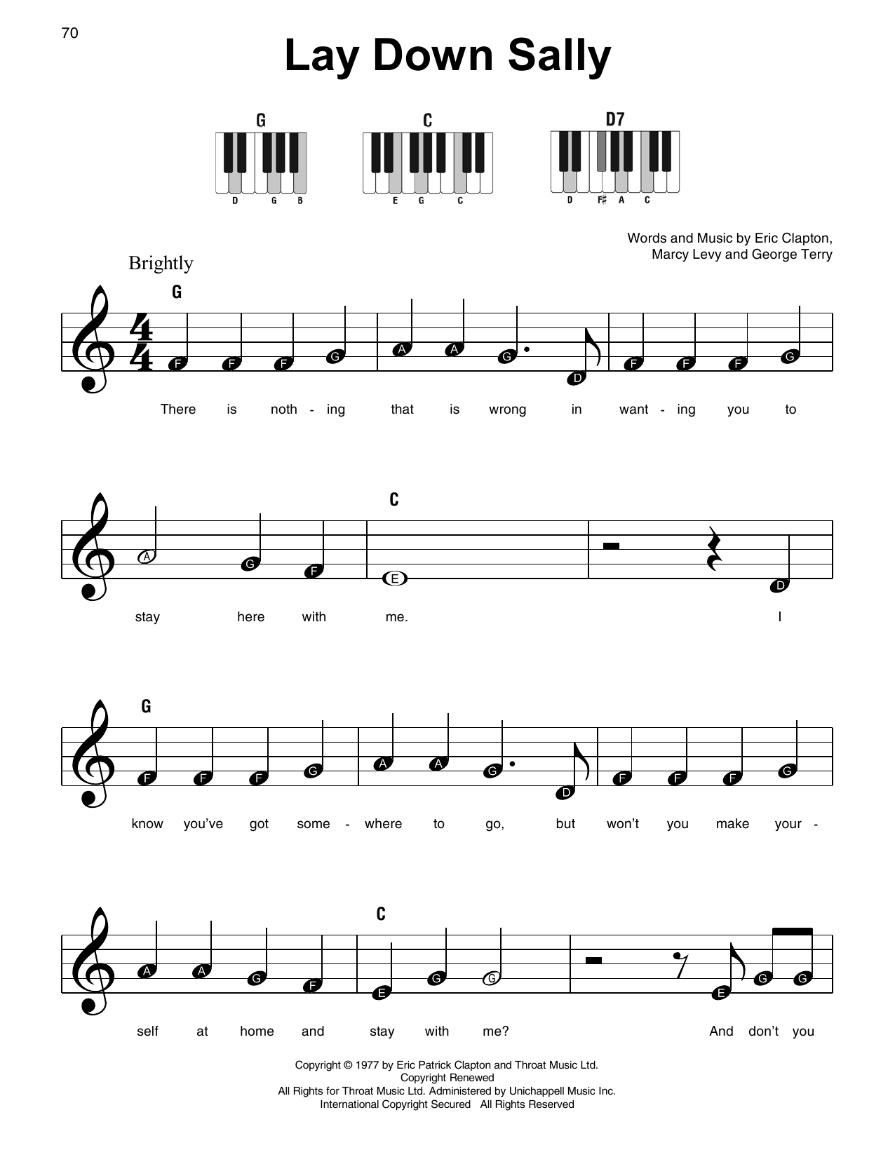 Download Eric Clapton Lay Down Sally Sheet Music