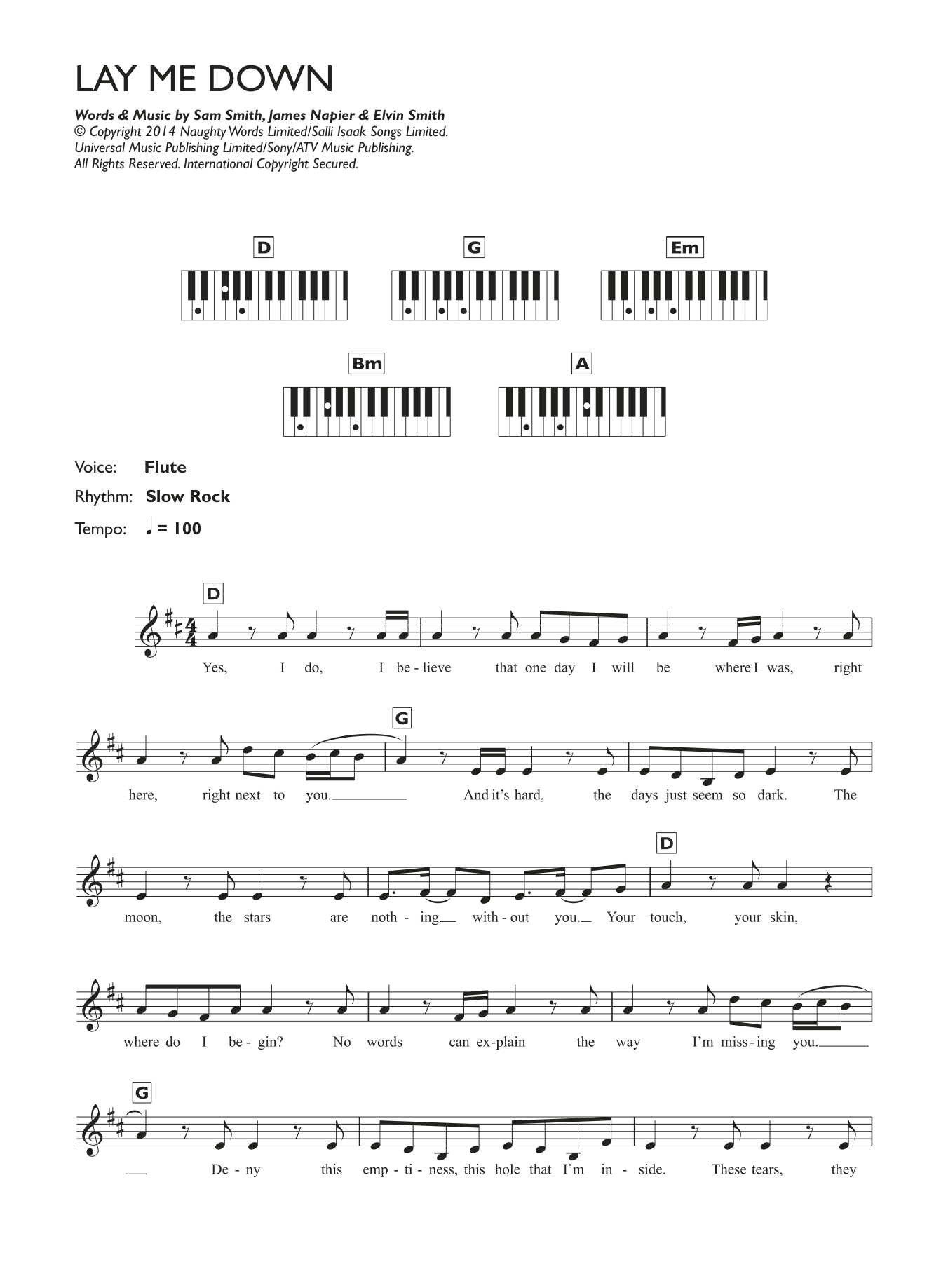 Download Sam Smith Lay Me Down Sheet Music