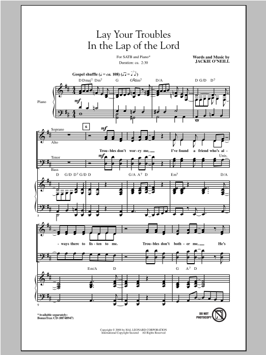 Download Jackie O'Neill Lay Your Troubles In The Lap Of The Lor Sheet Music