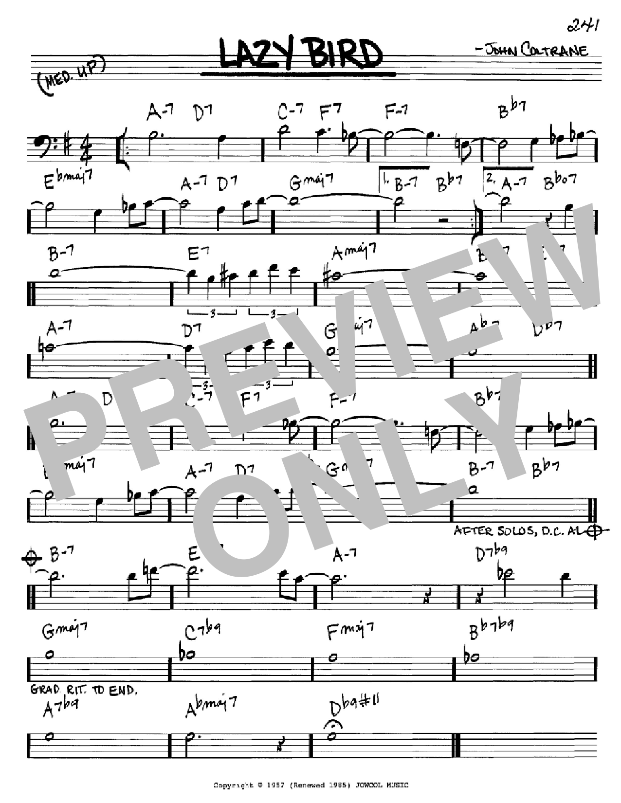 Download John Coltrane Lazy Bird Sheet Music