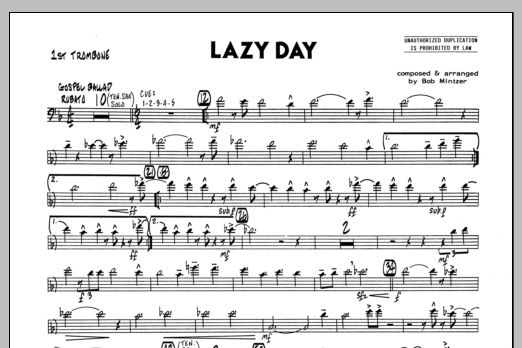 Download Bob Mintzer Lazy Day - 1st Trombone Sheet Music