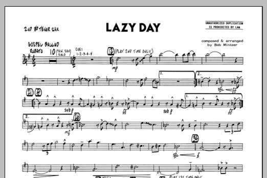 Download Bob Mintzer Lazy Day - 2nd Bb Tenor Saxophone Sheet Music