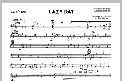 Download Bob Mintzer Lazy Day - 2nd Bb Trumpet Sheet Music