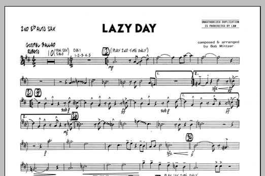 Download Bob Mintzer Lazy Day - 2nd Eb Alto Saxophone Sheet Music