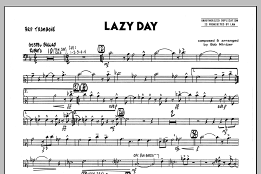 Download Bob Mintzer Lazy Day - 3rd Trombone Sheet Music