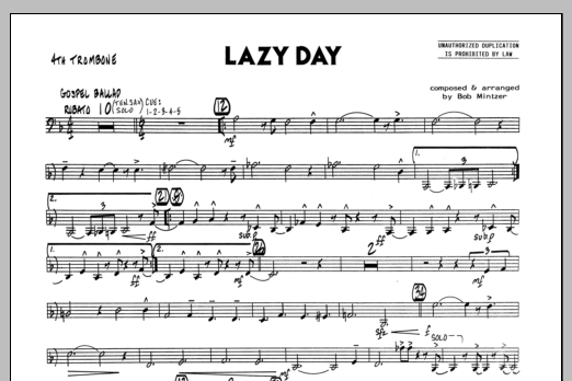 Download Bob Mintzer Lazy Day - 4th Trombone Sheet Music