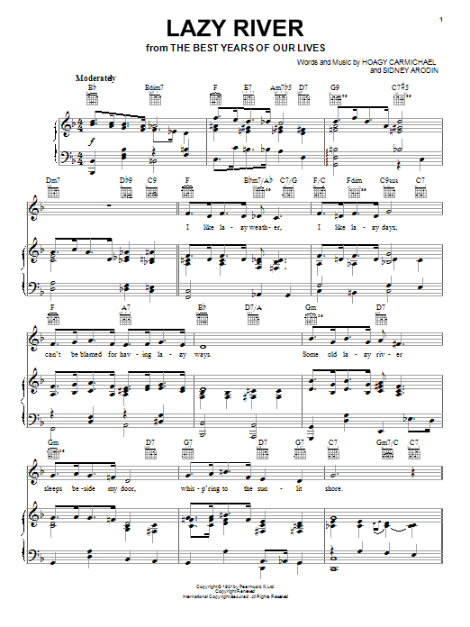 Bobby Darin Lazy River sheet music notes printable PDF score