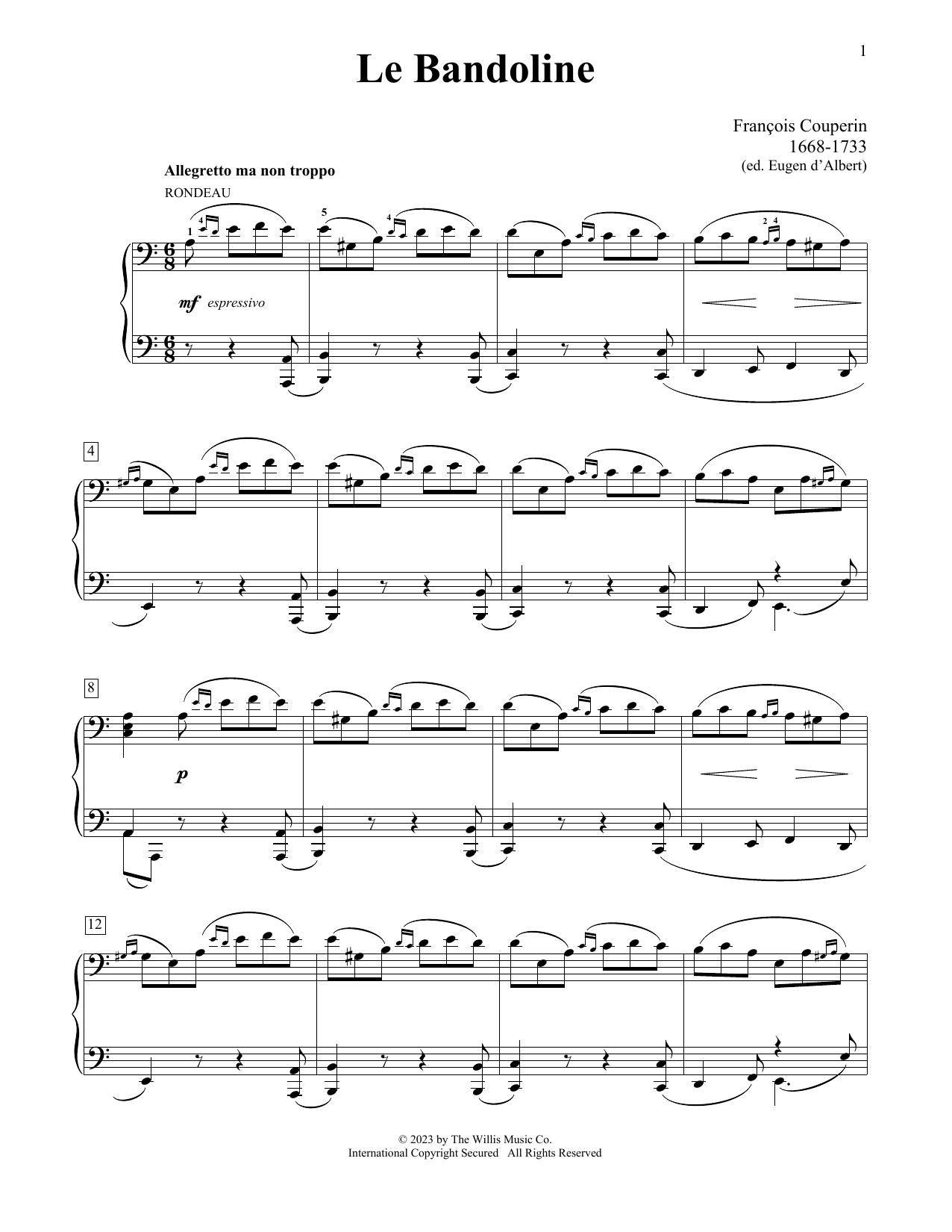 Francois Couperin Le Bandoline sheet music notes printable PDF score