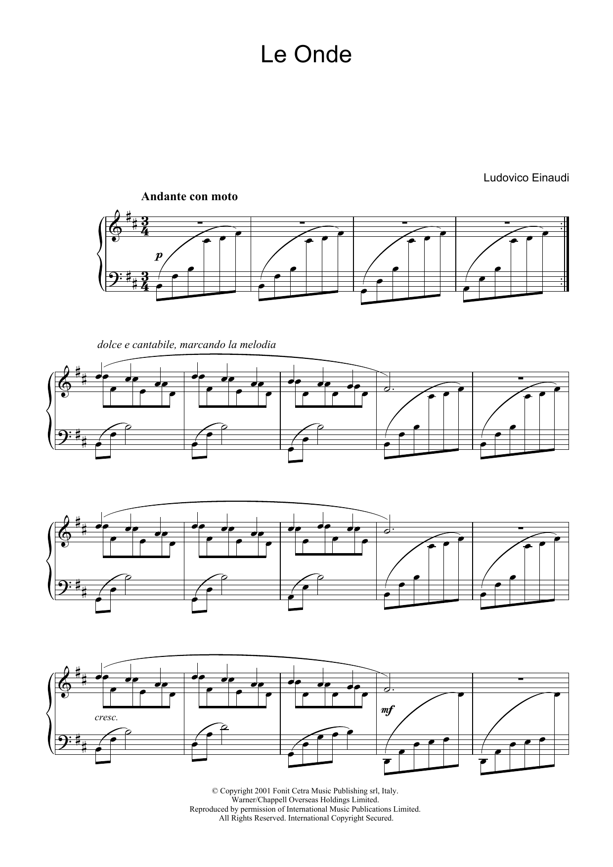 Download Ludovico Einaudi Le Onde Sheet Music