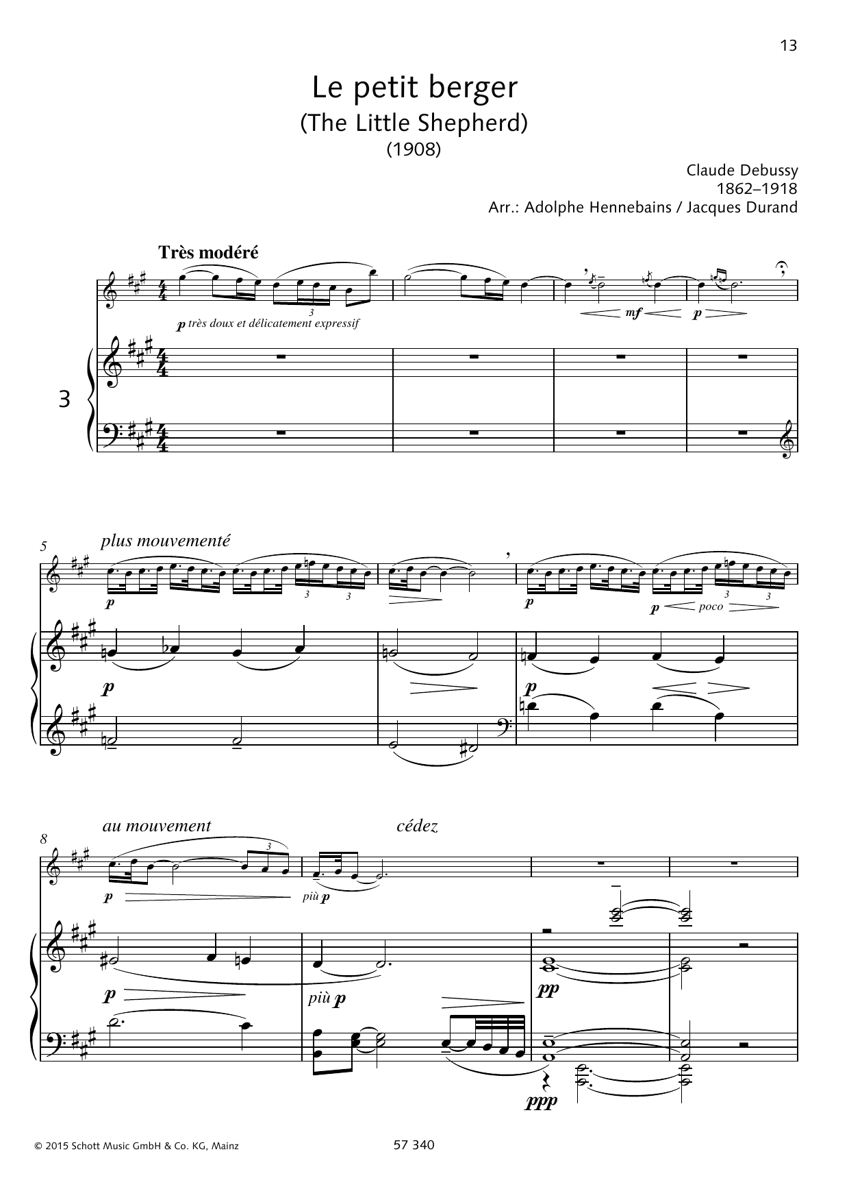 Download Claude Debussy Le petit berger Sheet Music