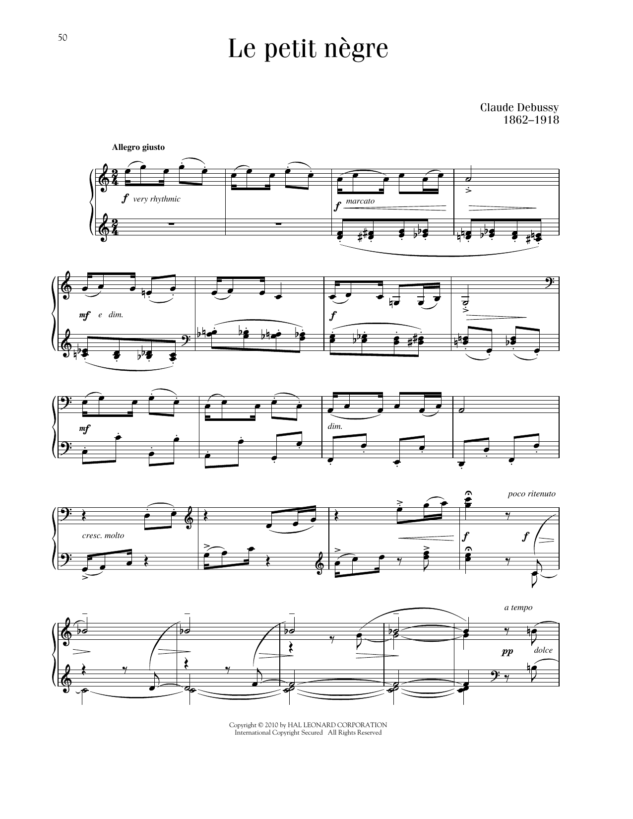 Claude Debussy Le Petit Negre sheet music notes printable PDF score