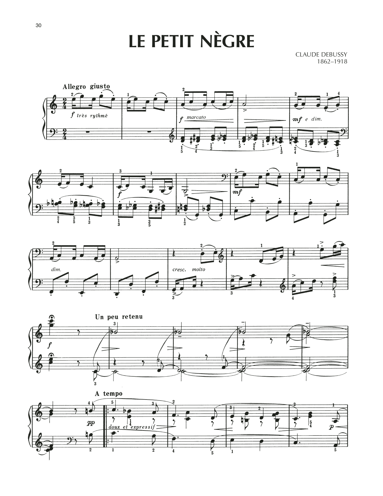 Download Claude Debussy Le Petit Negre Sheet Music