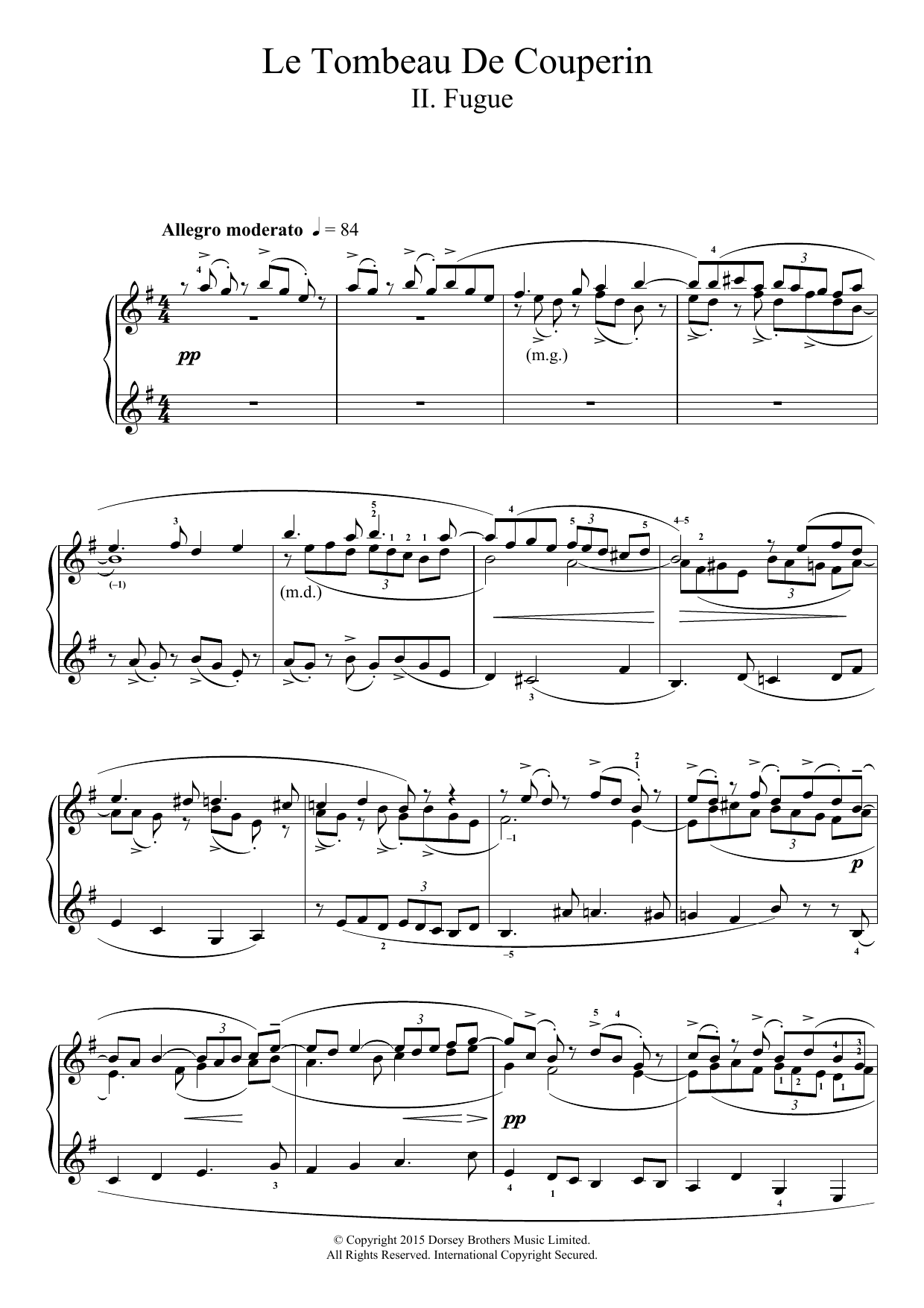 Download Maurice Ravel Le Tombeau De Couperin - II. Fugue Sheet Music