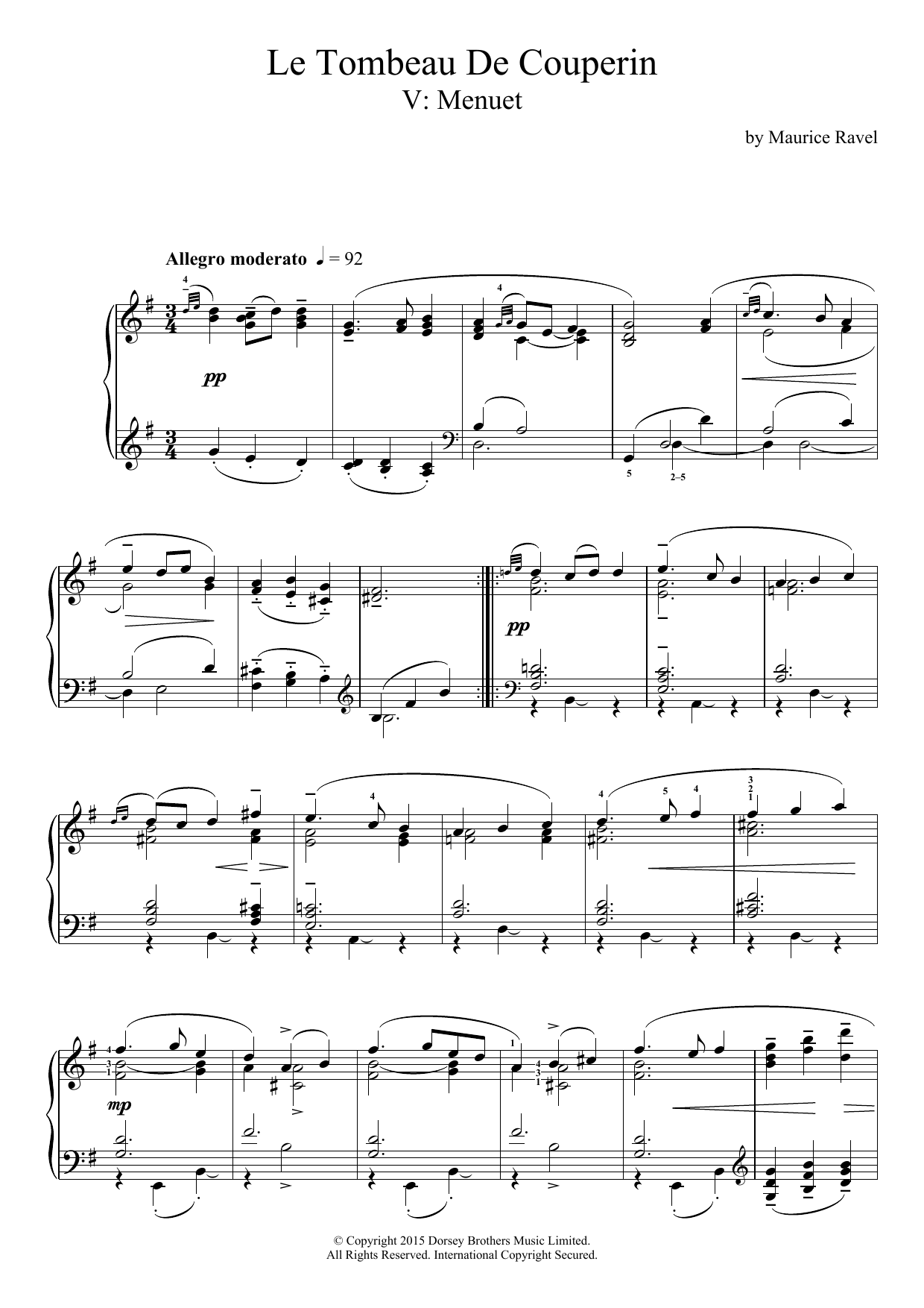 Download Maurice Ravel Le Tombeau De Couperin - V. Menuet Sheet Music