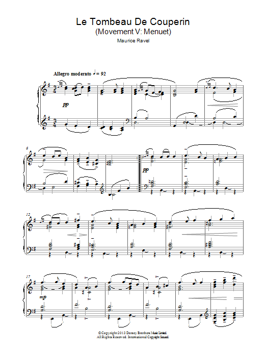 Download Maurice Ravel Le Tombeau De Couperin Sheet Music
