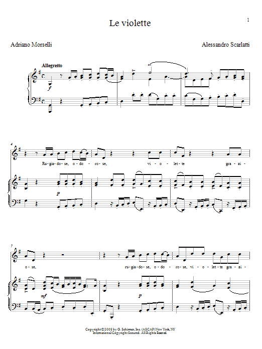 Download Alessandro Scarlatti Le Violette Sheet Music