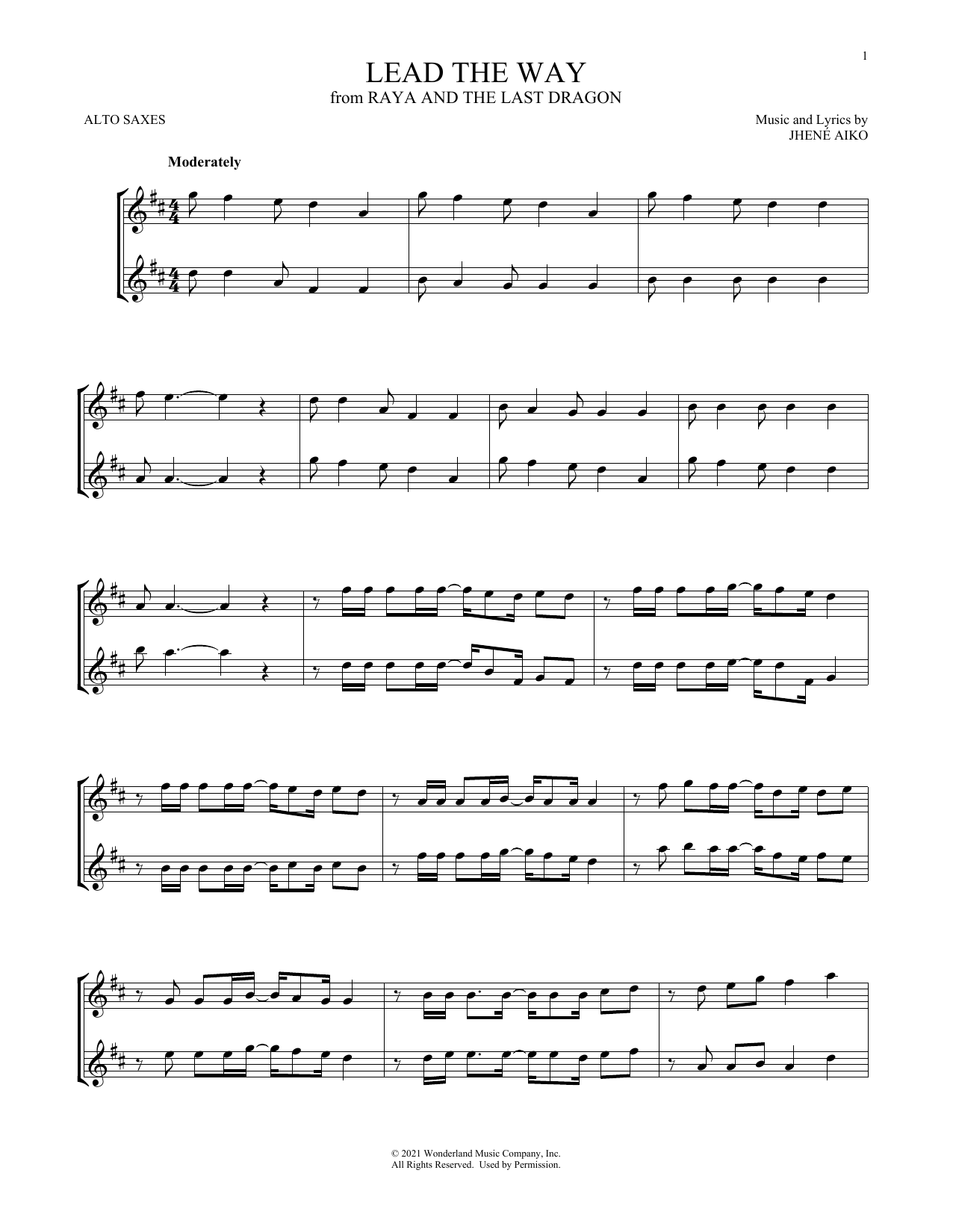 Download Jhené Aiko Lead The Way (from Disney's Raya And Th Sheet Music