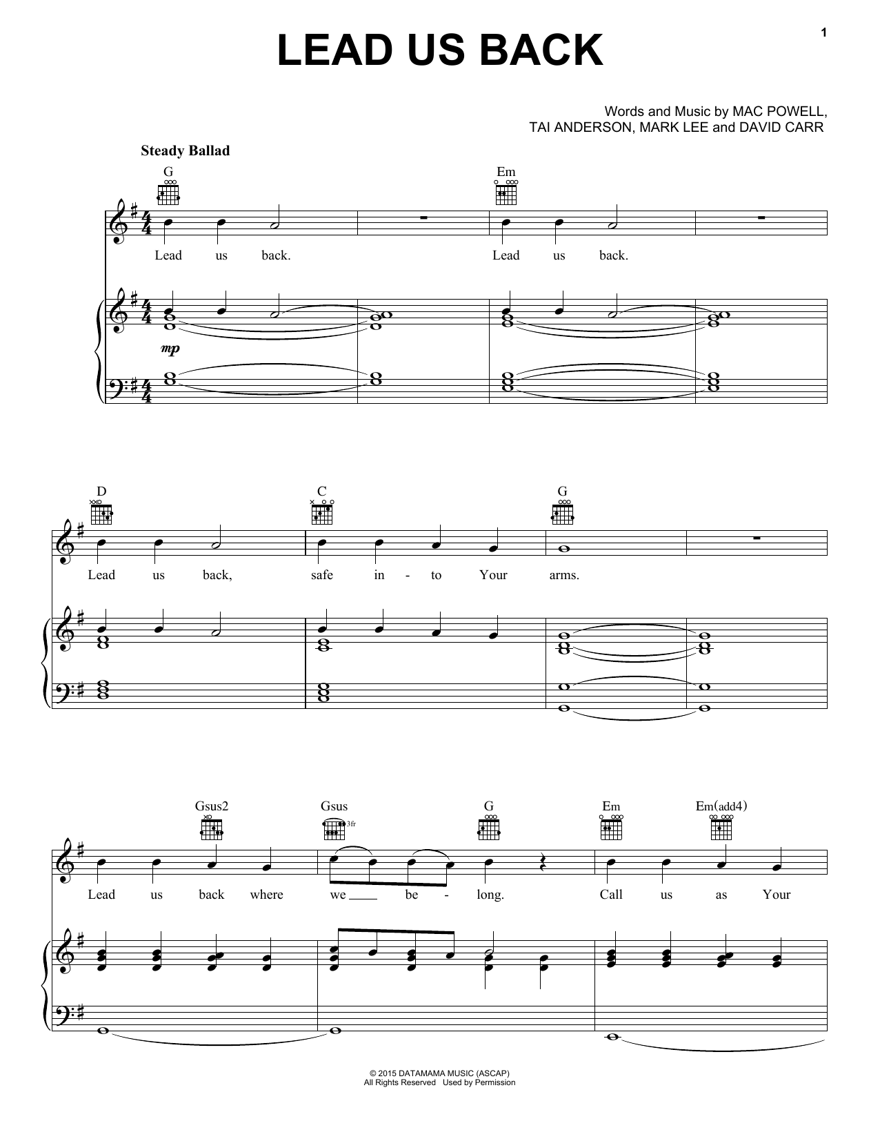Download Third Day Lead Us Back Sheet Music