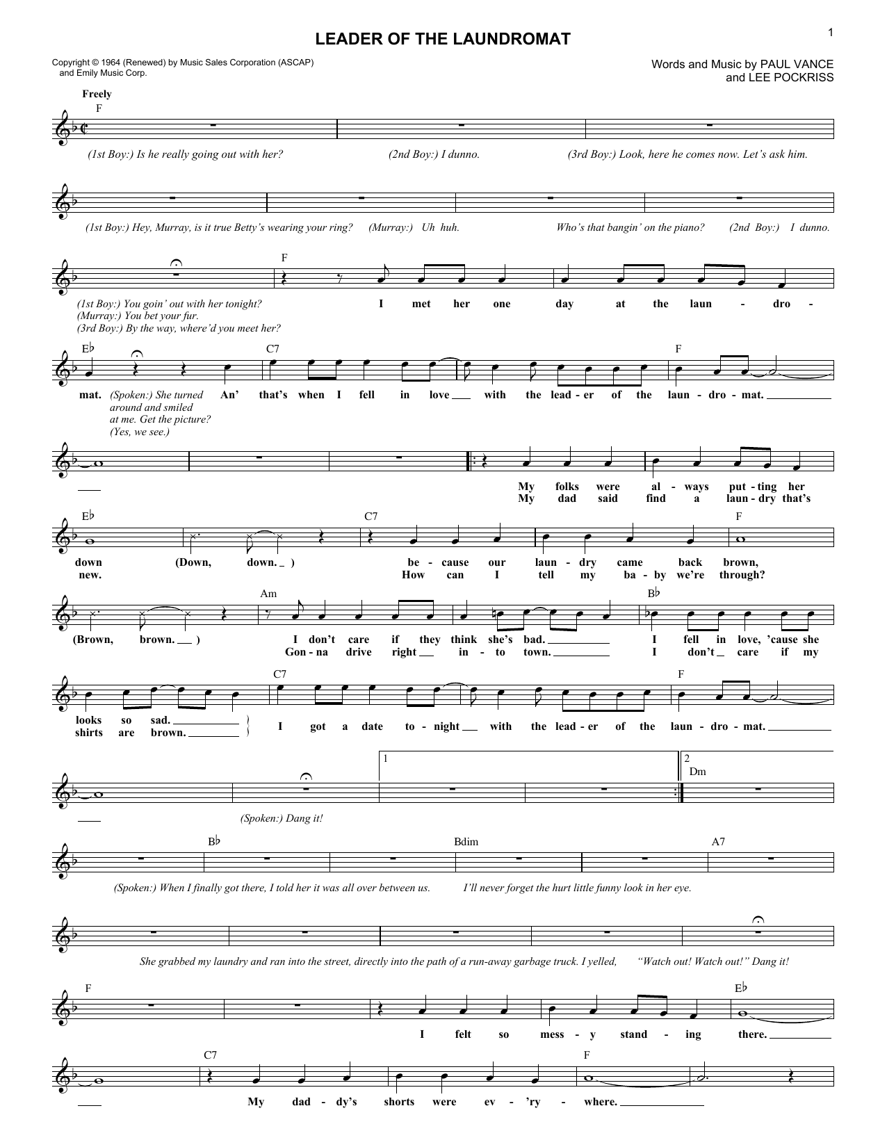 Download The Detergents Leader Of The Laundromat Sheet Music