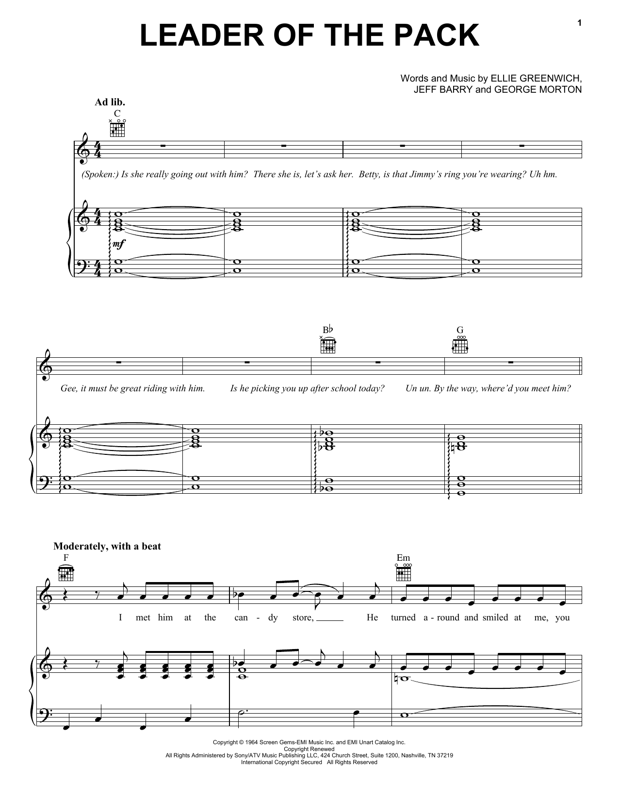 Download The Shangri-Las Leader Of The Pack Sheet Music