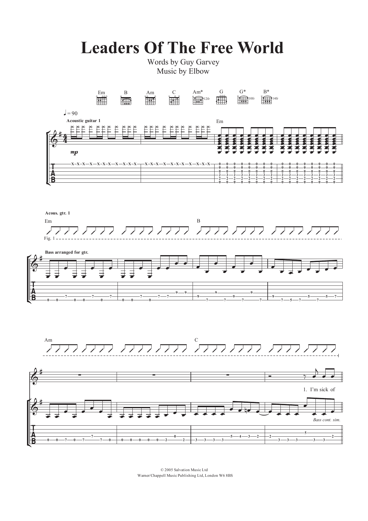 Download Elbow Leaders Of The Free World Sheet Music
